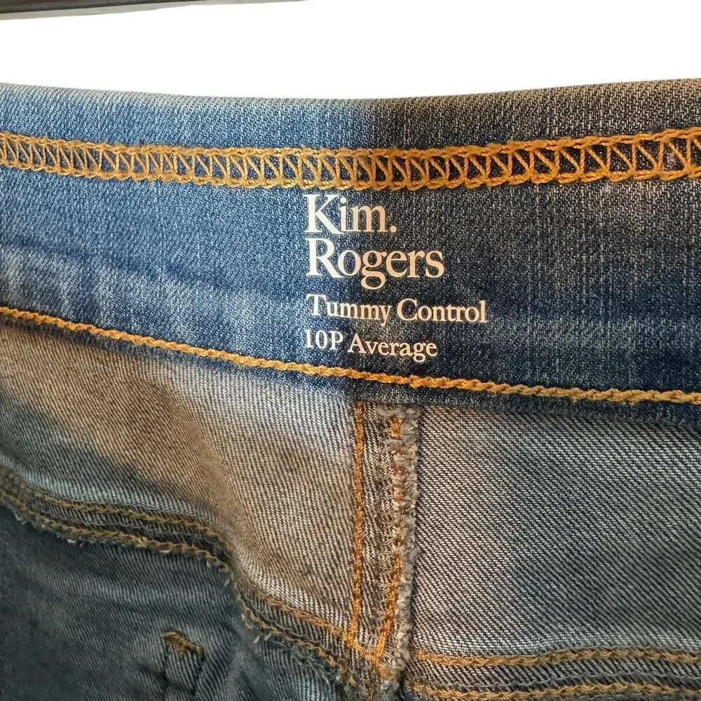 Kim Rogers Pull On Straight Leg Jean Pants 10P Eden Wash Tummy Control NWT